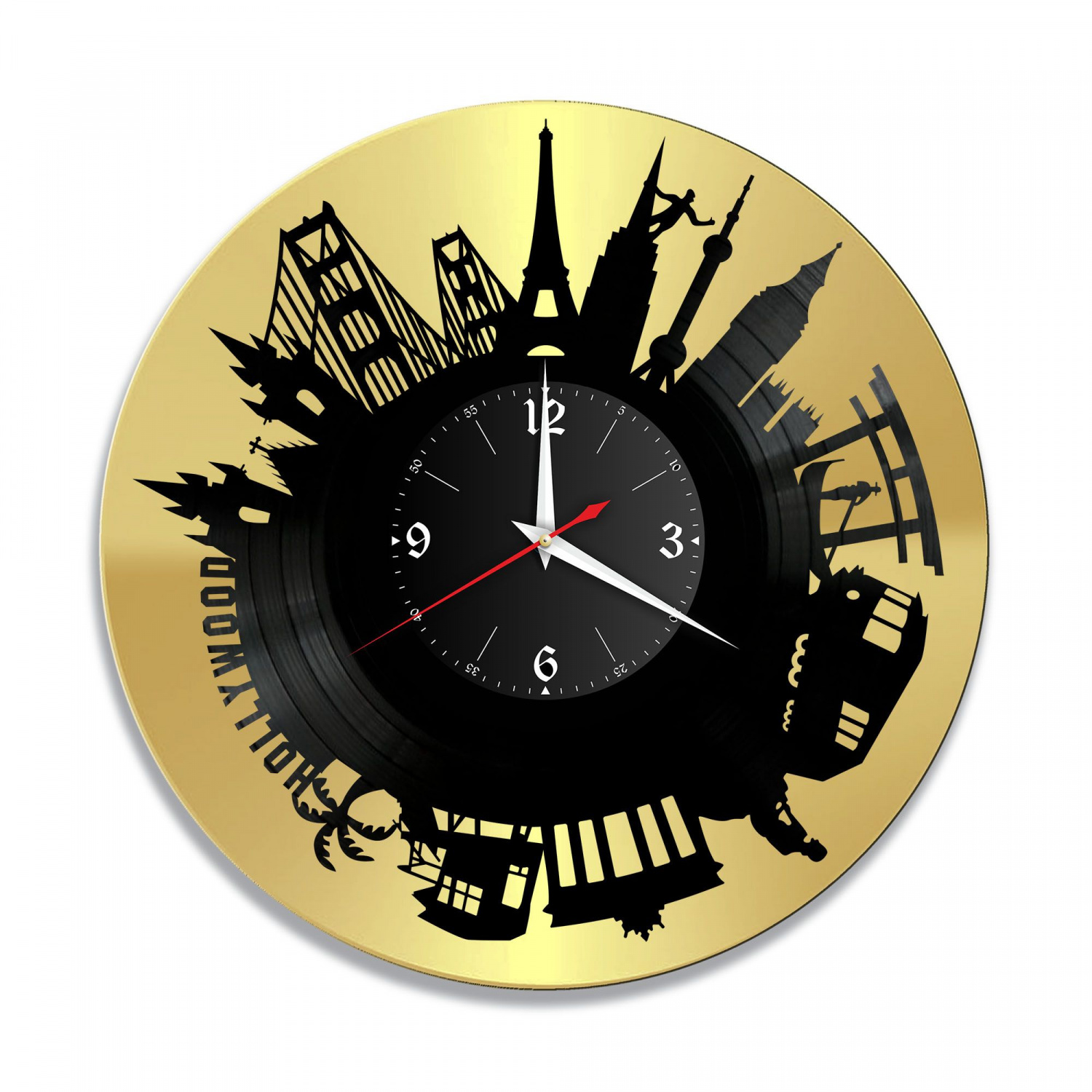 Часы настенные "Голливуд (Hollywood), золото" из винила, №1 VC-10471-1