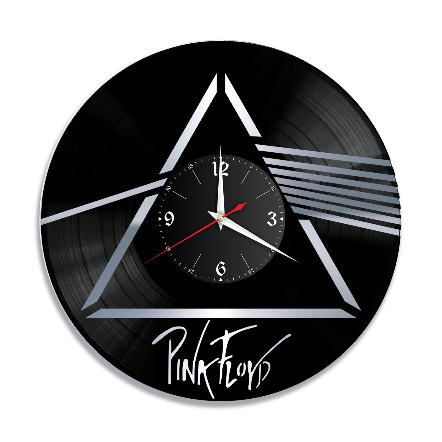 Часы настенные "Группа Pink Floyd, серебро" из винила, №R1 VC-12117-2