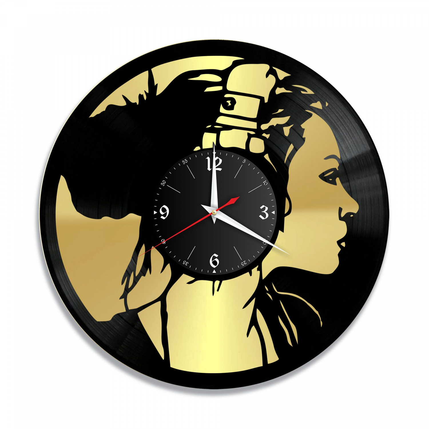 Часы настенные "Девушка, золото" из винила, №2 VC-10689-1