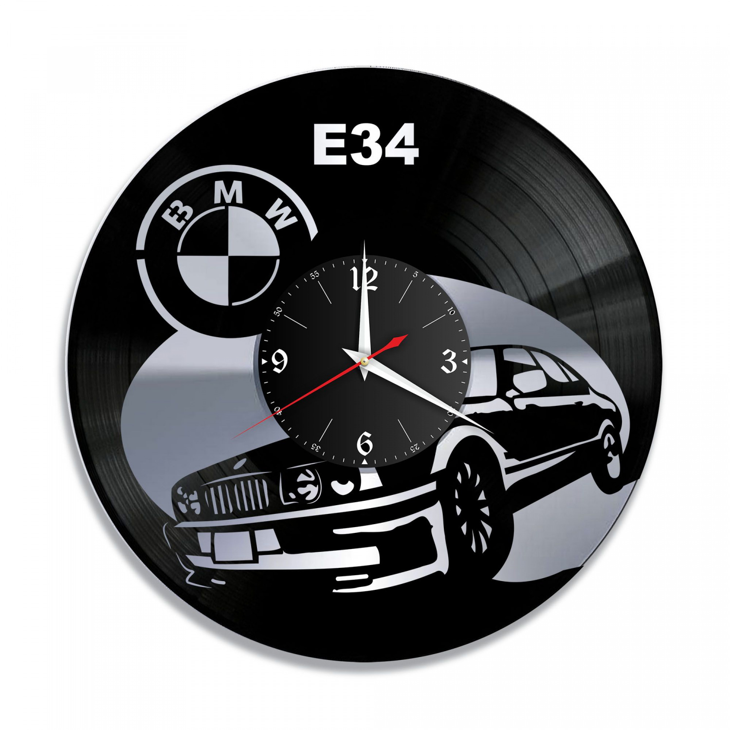 Часы настенные "BMW E34, серебро" из винила, №4 VC-10806-2