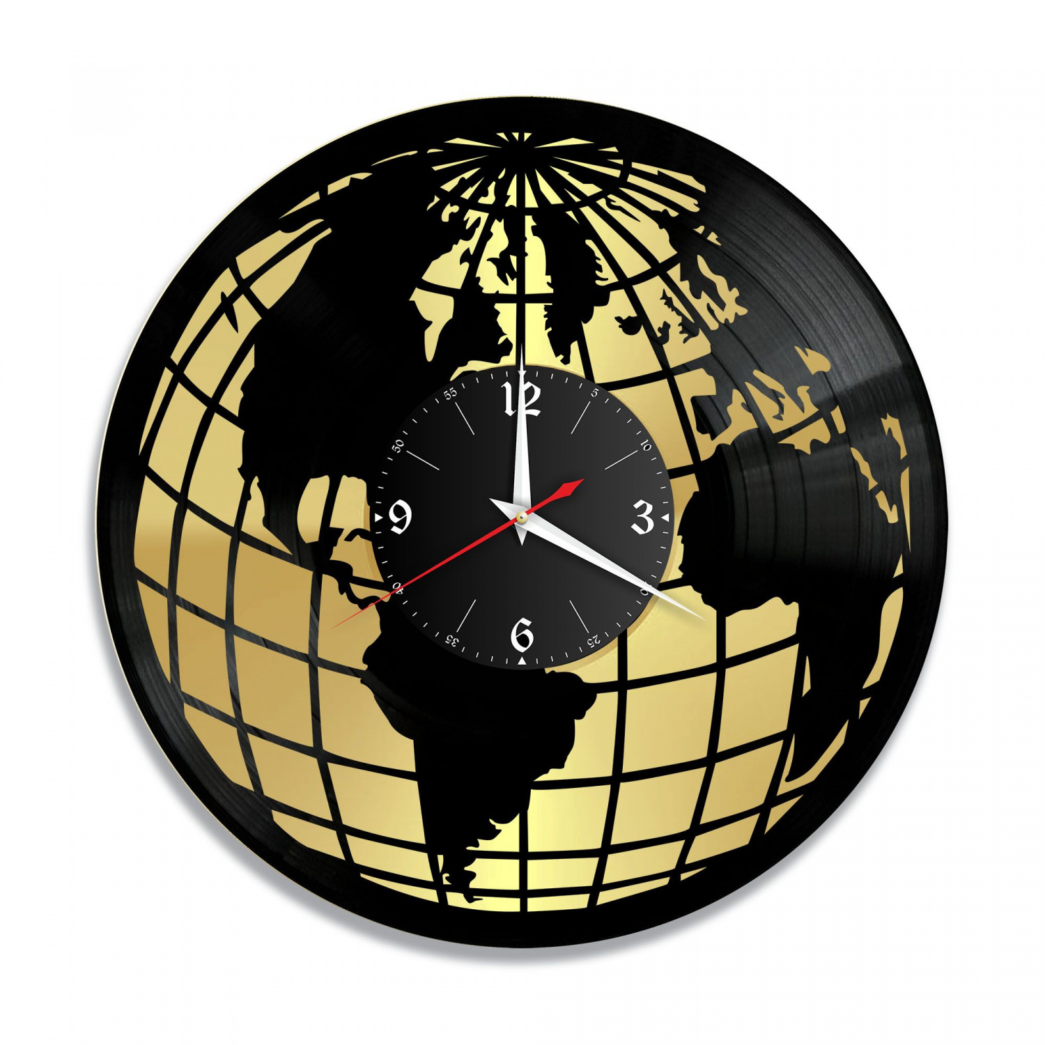 Часы настенные "Земной шар, золото" из винила, №1 VC-10786-1