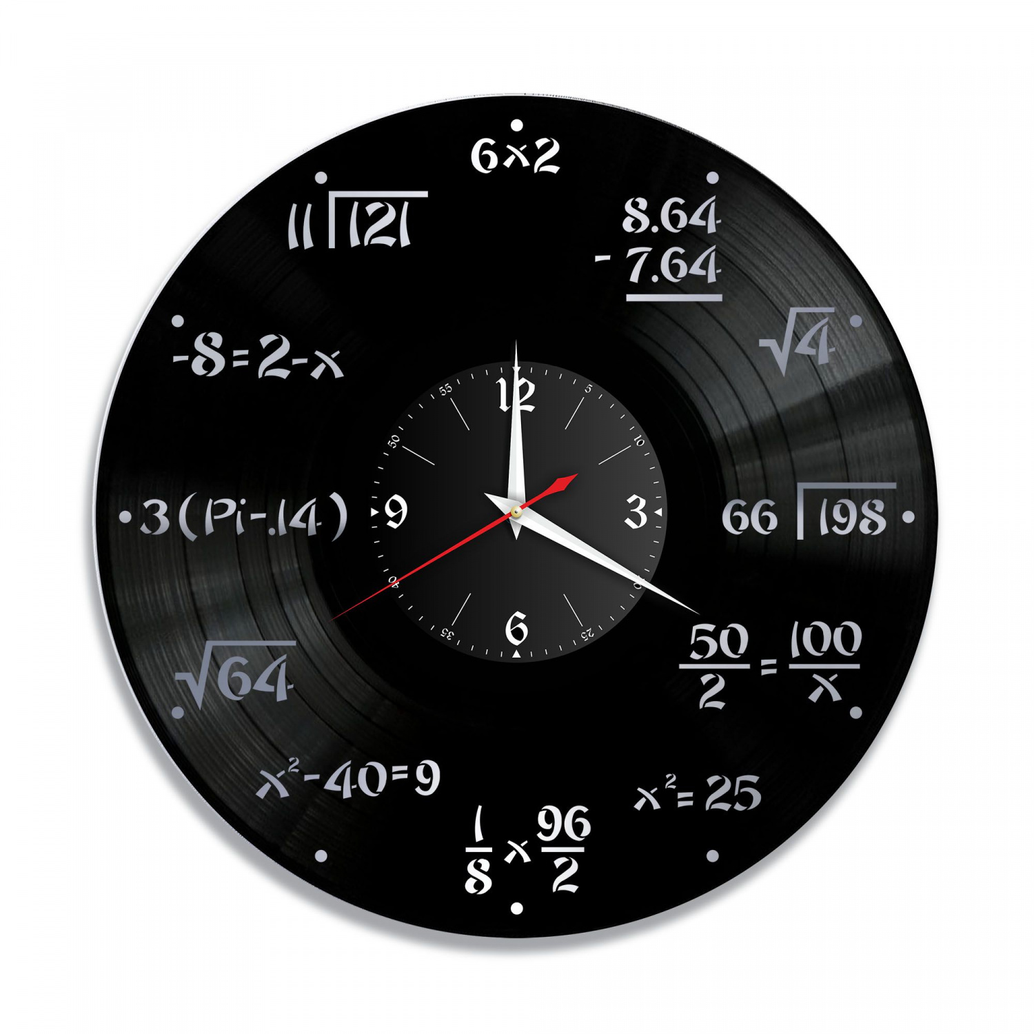Часы настенные "Математика, серебро" из винила, №2 VC-10649-2