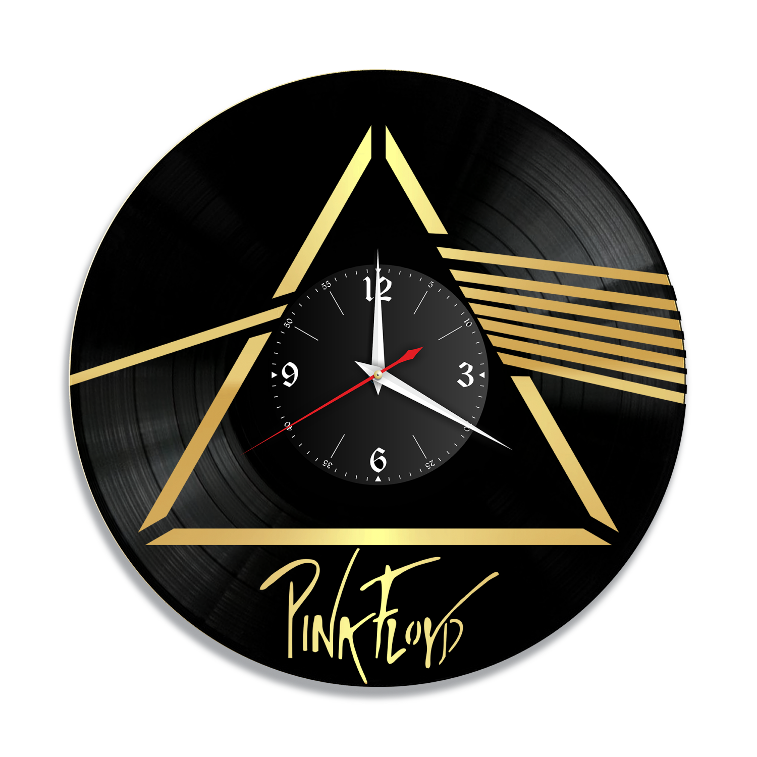 Часы настенные "Группа Pink Floyd, золото" из винила, №R1 VC-12117-1