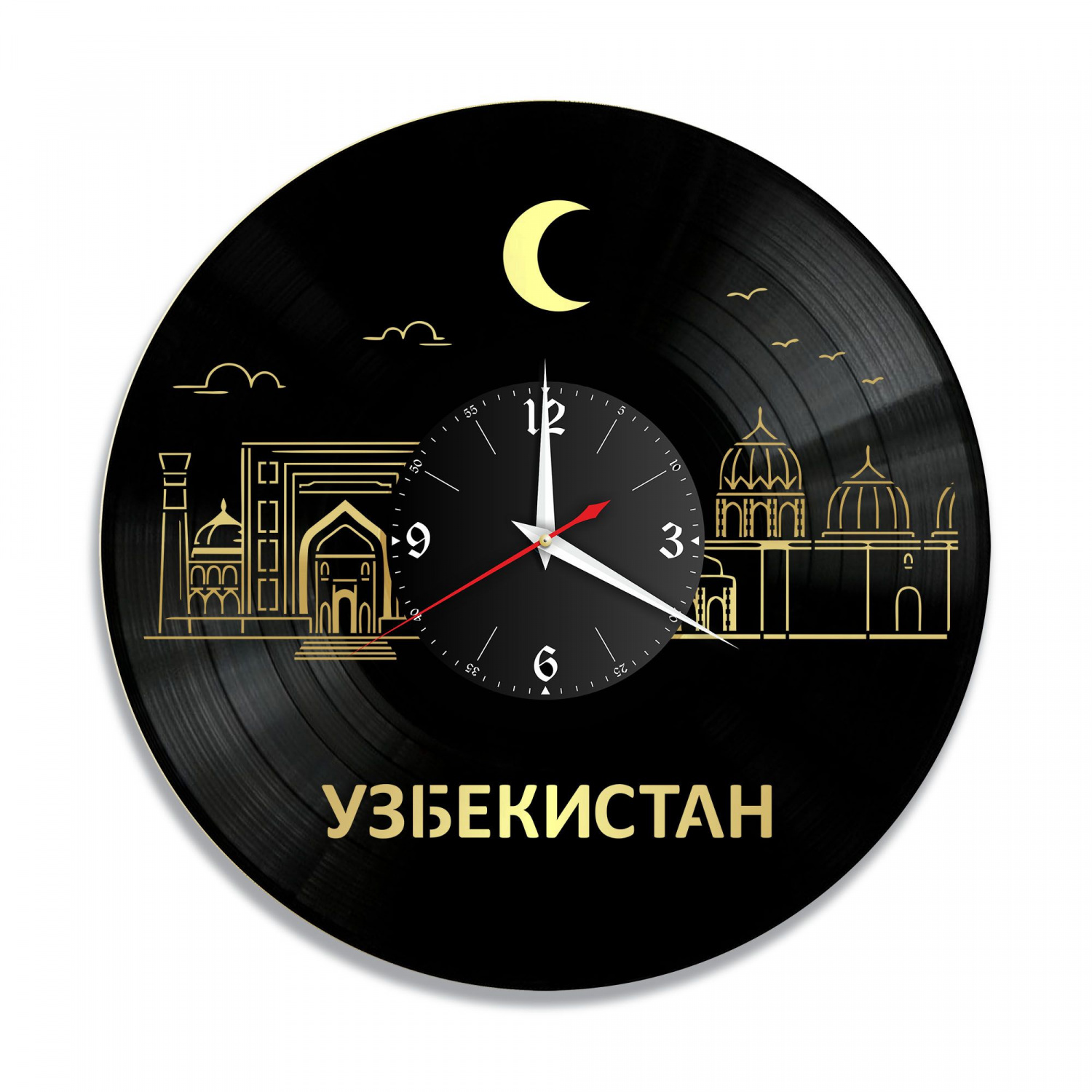 Часы настенные "Узбекистан, золото" из винила, №1 VC-10491-1