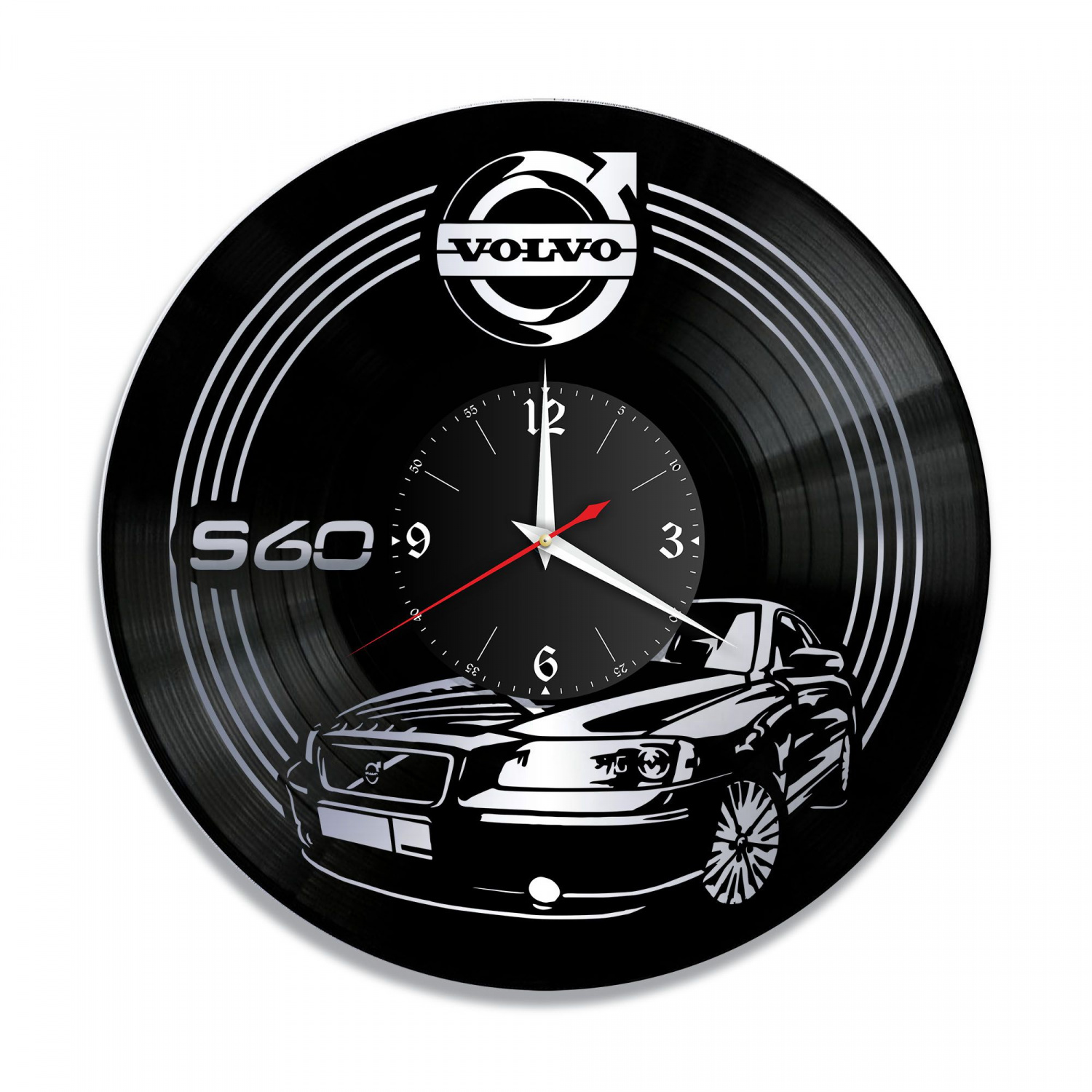 Часы настенные "Volvo (S60 1 поколения), серебро" из винила, №3 VC-12013-2