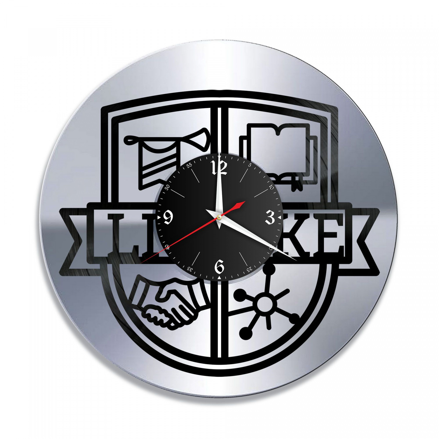 Часы настенные "LIKE-центр, серебро" из винила, №1 VC-10817-2