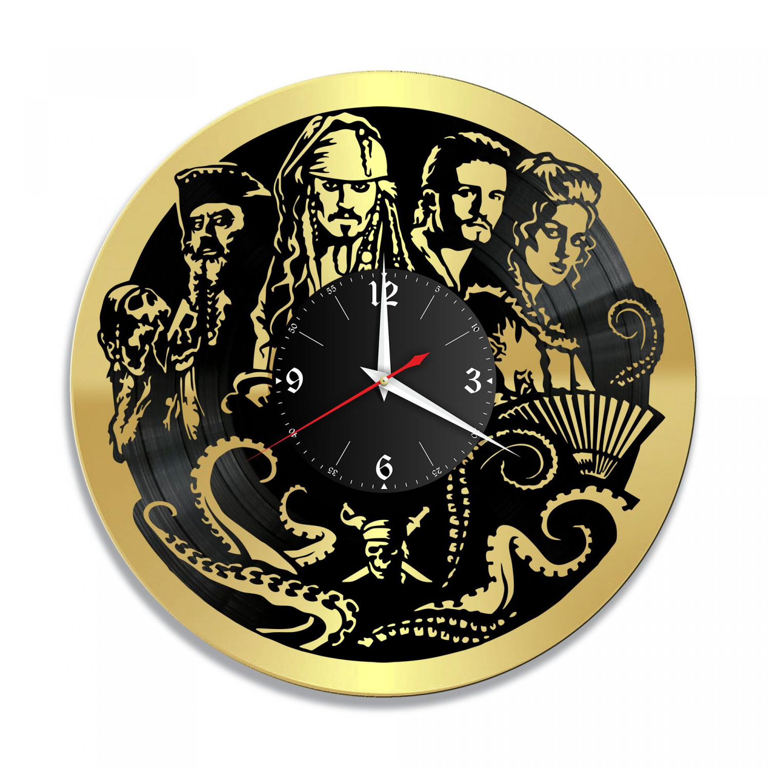 Часы настенные "Пираты Карибского Моря, золото" из винила, №1 VC-10372-1