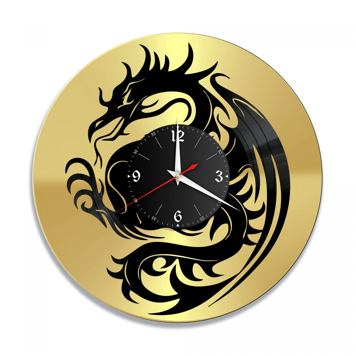 Часы настенные "Дракон, золото" из винила, №2 VC-10785-1