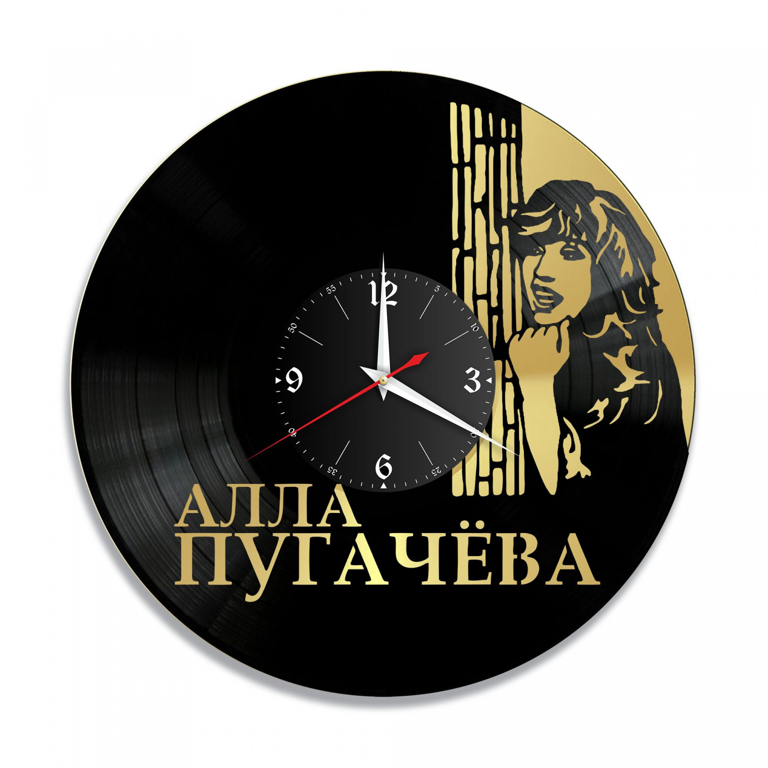 Часы настенные "Алла Пугачева, золото" из винила, №2 VC-10199-1