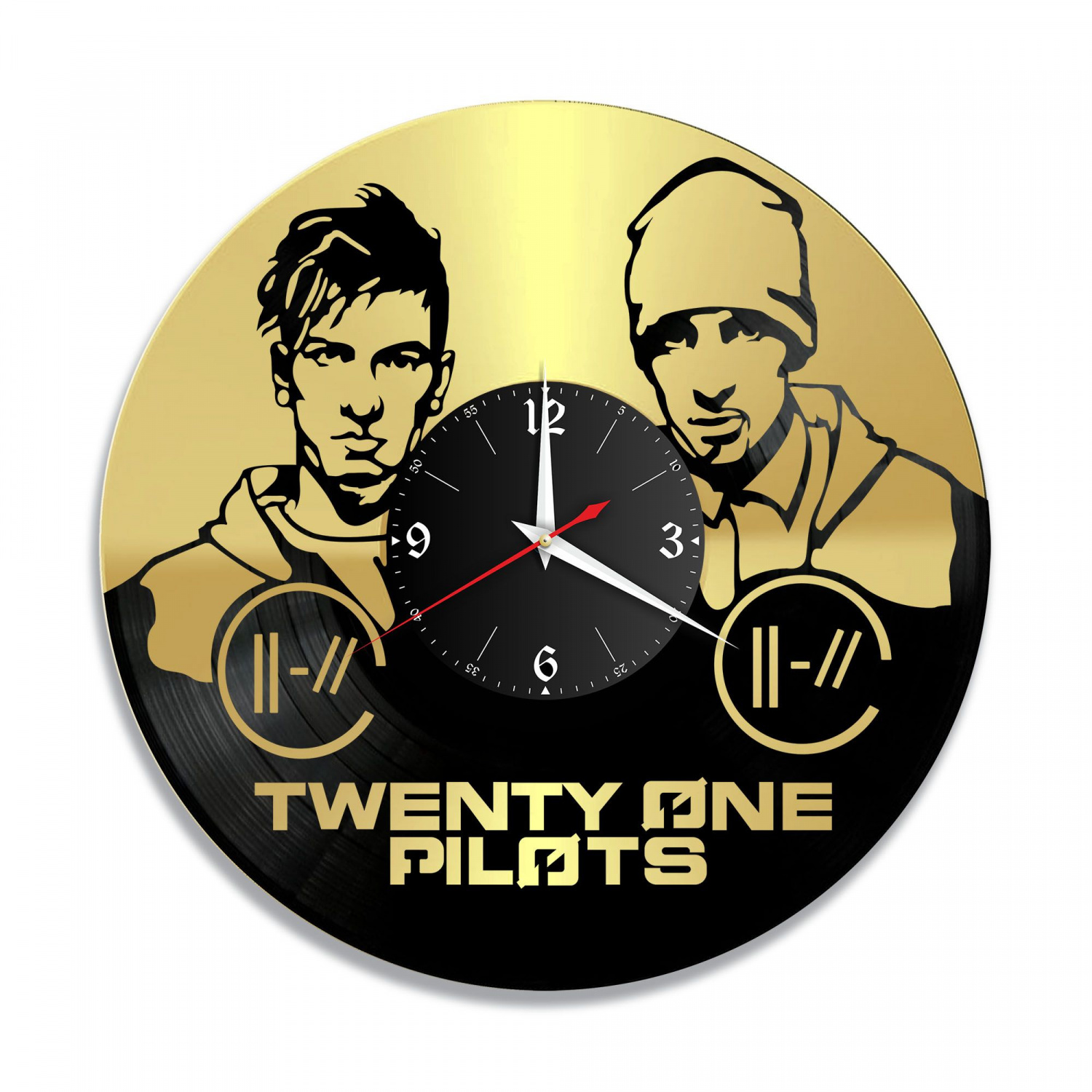 Часы настенные "Дуэт Twenty One Pilots, золото" из винила, №1 VC-10229-1