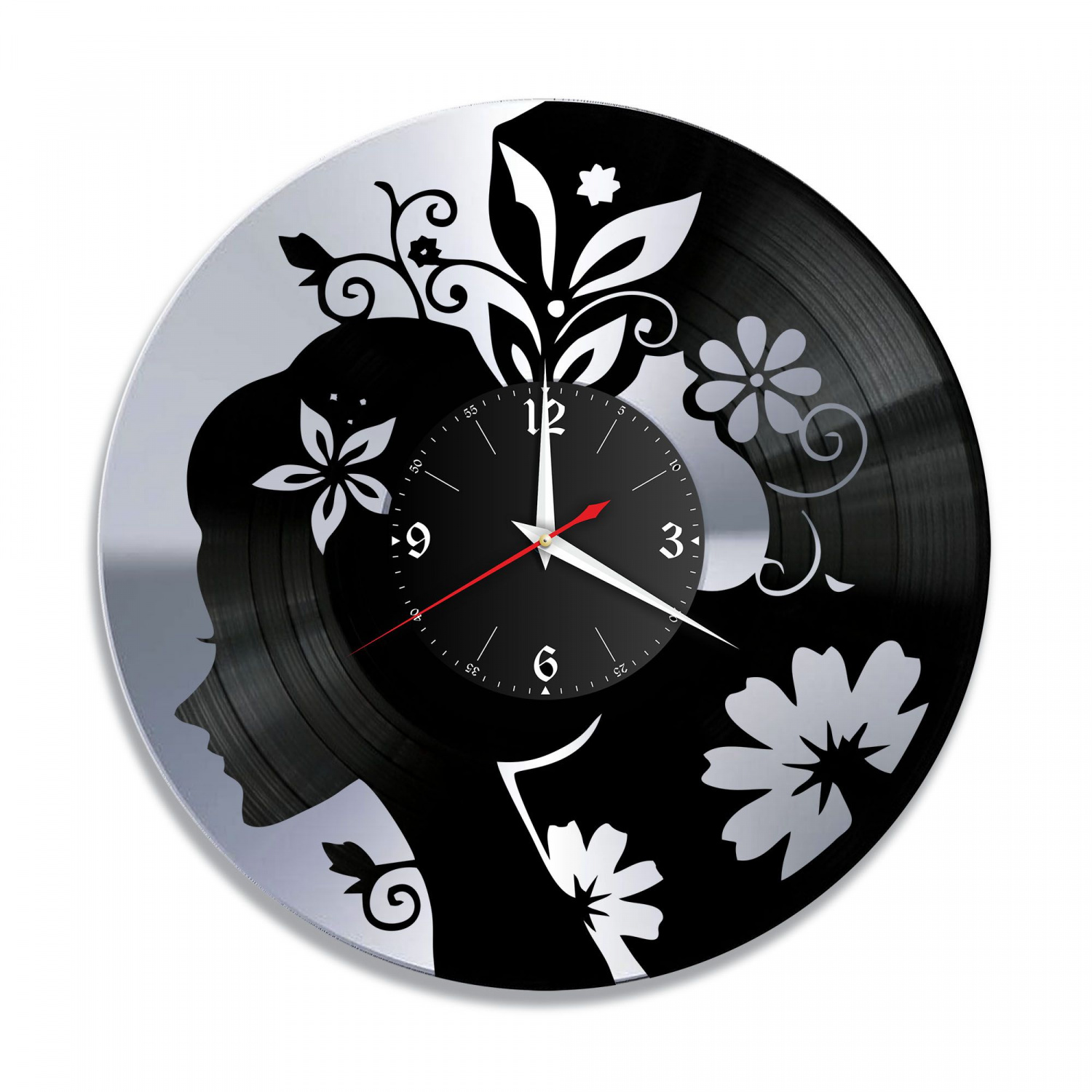 Часы настенные "Девушка, серебро" из винила, №3 VC-10690-2