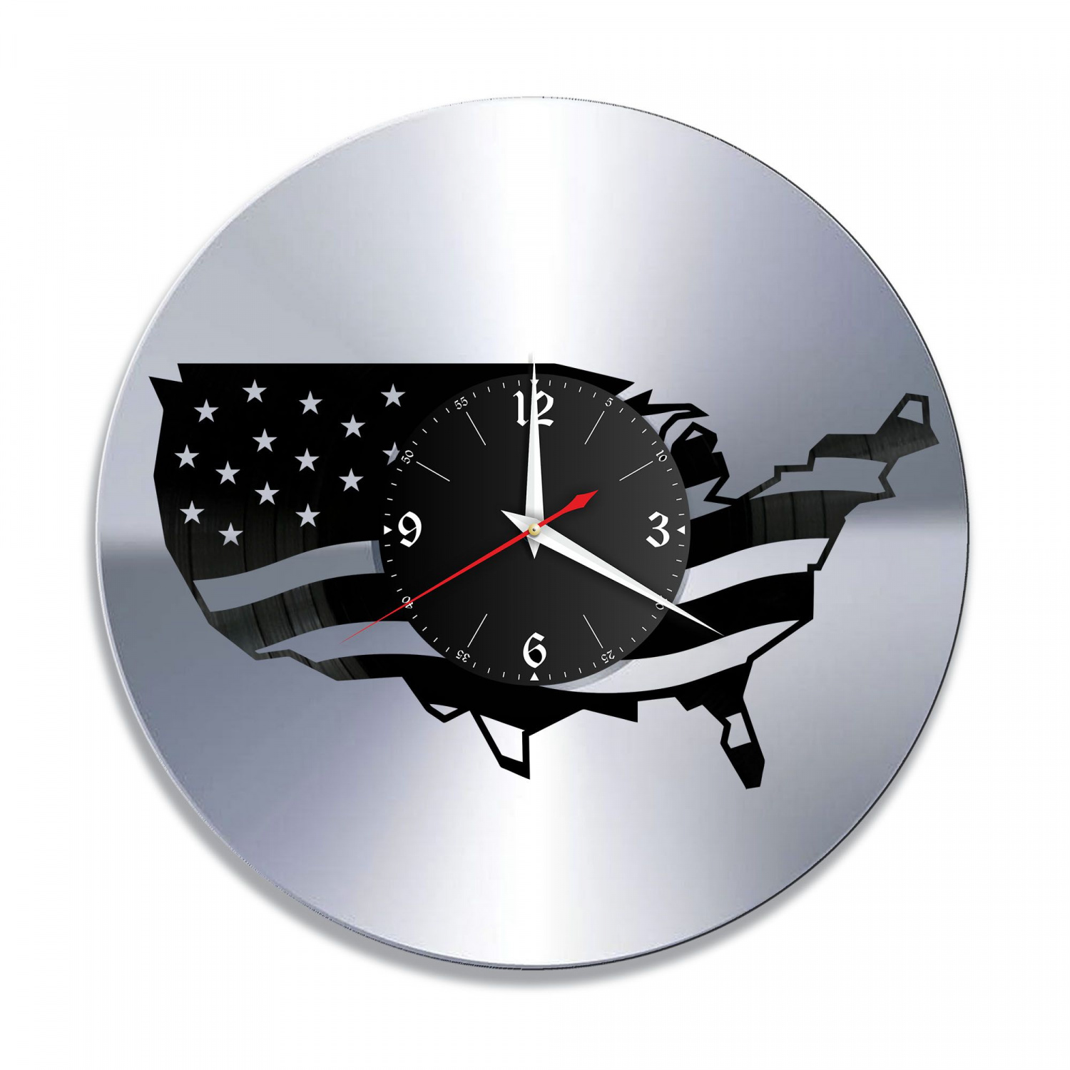 Часы настенные "США, серебро" из винила, №1 VC-10489-2