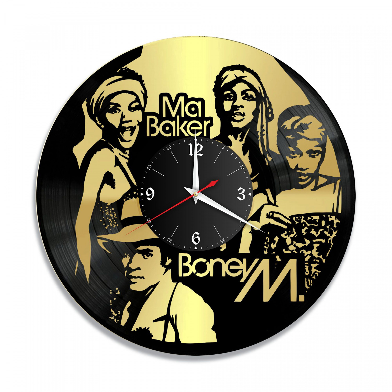 Часы настенные "Boney M. (Бони М), золото" из винила, №1 VC-12001-1