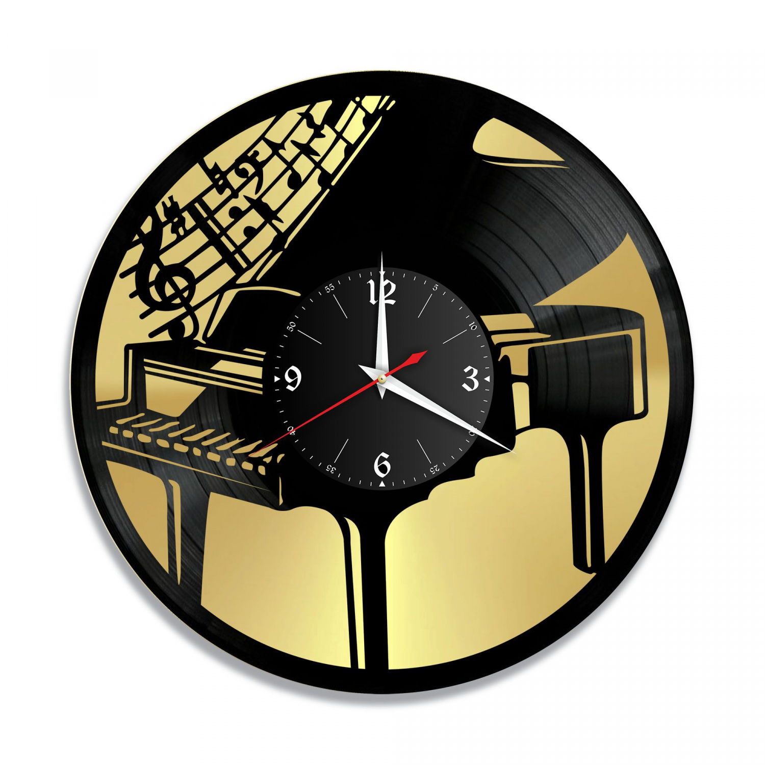 Часы настенные "Музыка (Пианино), золото" из винила, №24 VC-10894-1