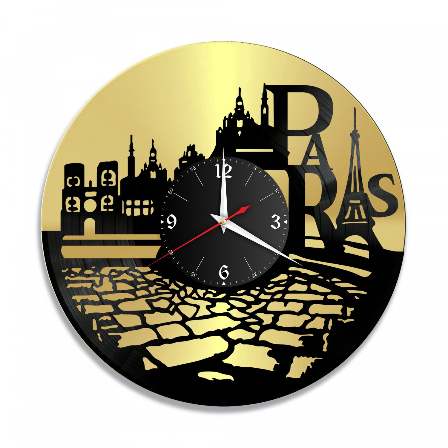 Часы настенные "город Париж, золото" из винила, №2 VC-10482-1