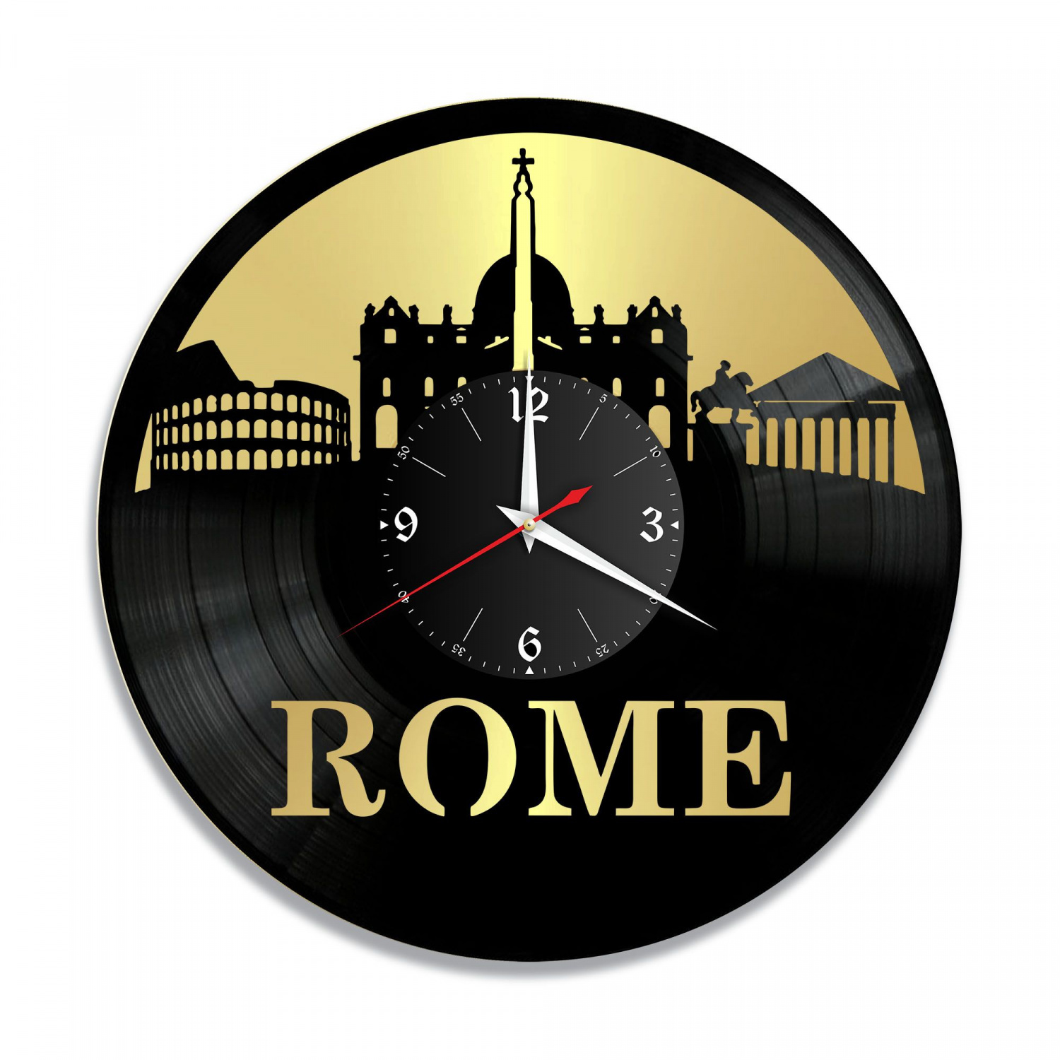 Часы настенные "город Рим, золото" из винила, №1 VC-10488-1