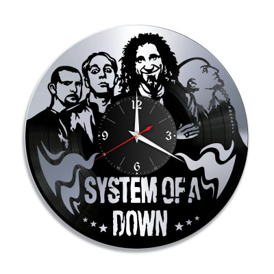 Часы настенные "группа System Of a Down, серебро" из винила, №2