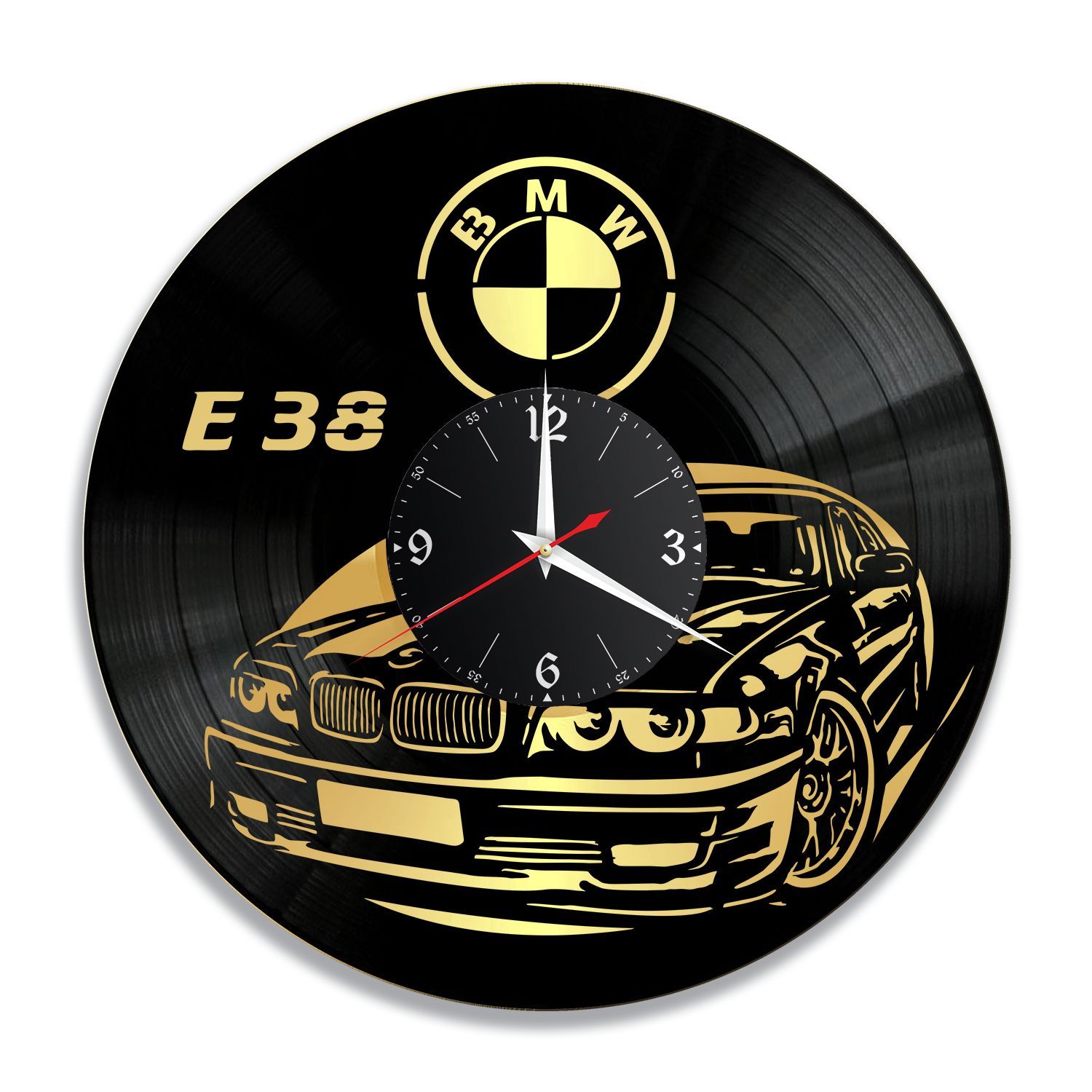 Часы настенные "БМВ (BMW E38), золото" из винила, №8 VC-12204-1
