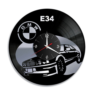 Часы настенные "BMW E34, серебро" из винила, №4