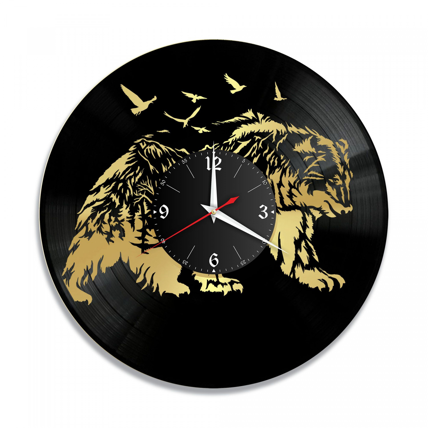 Часы настенные "Медведь, золото" из винила, №1 VC-10879-1