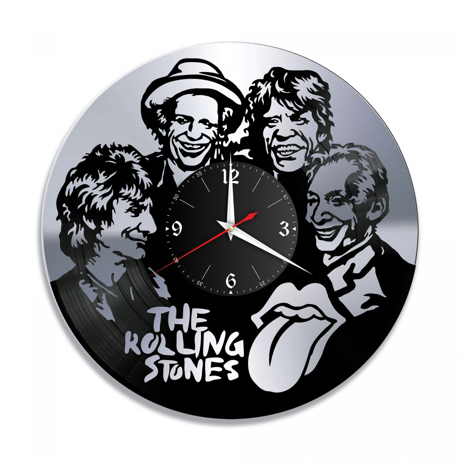 Часы настенные "группа Rolling Stones, серебро" из винила, №1 VC-10154-2