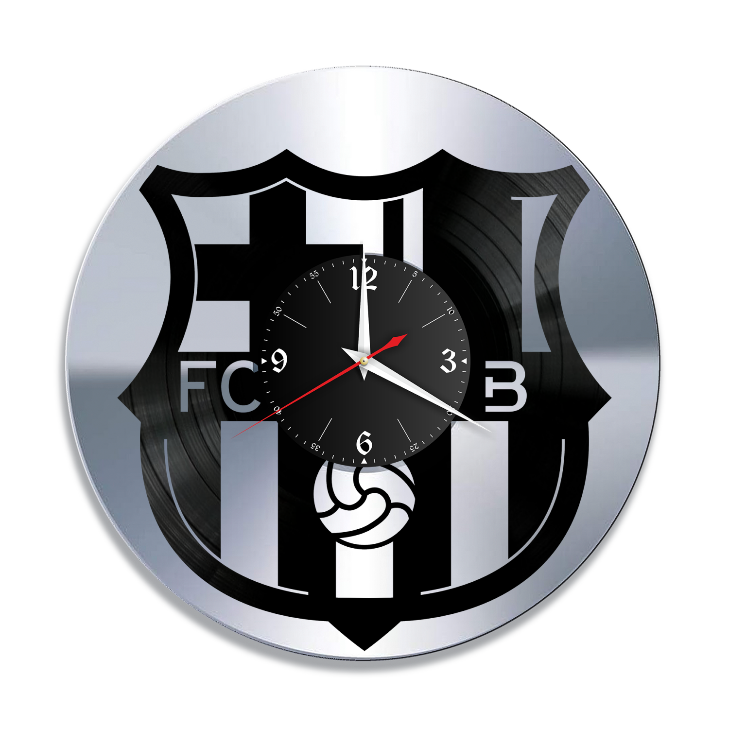 Часы настенные "ФК Барселона, серебро" из винила, №R2 VC-12159-2