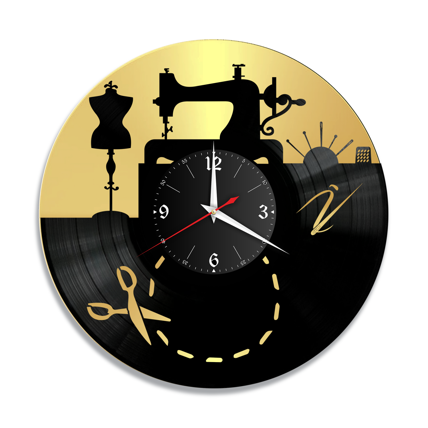 Часы настенные "Швея, золото" из винила, №R1 VC-12167-1