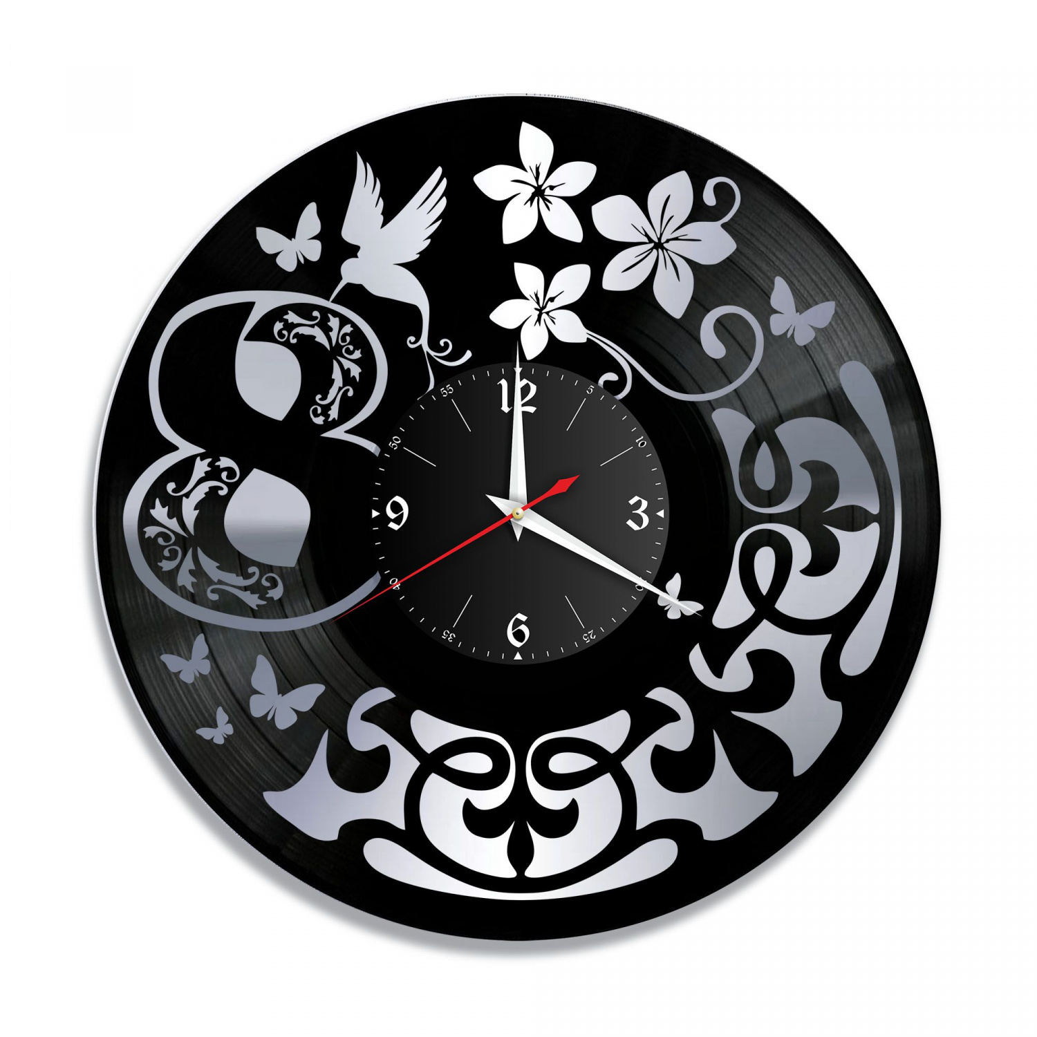 Часы настенные "8 марта, серебро" из винила, №1 VC-10663-2