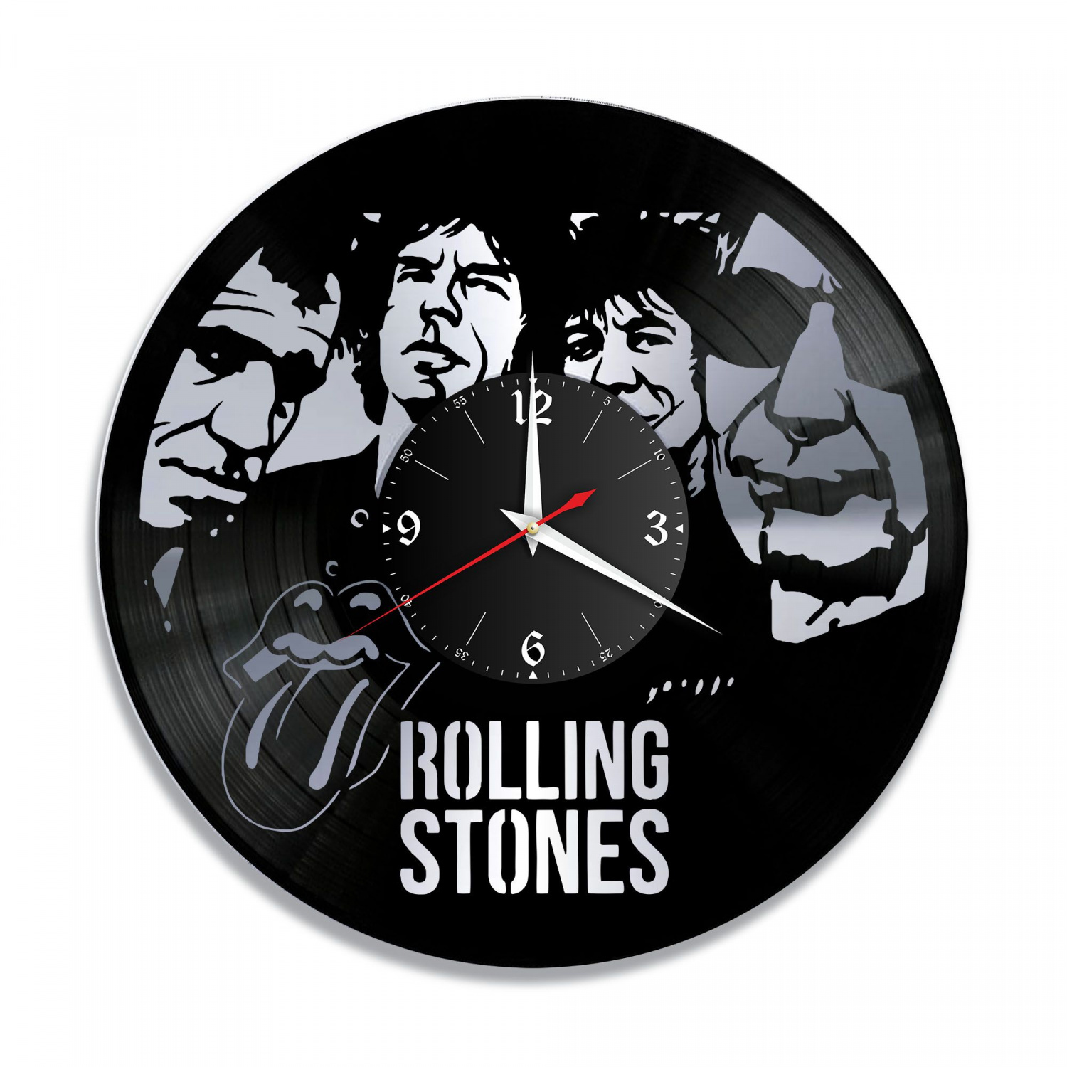 Часы настенные "группа Rolling Stones, серебро" из винила, №4 VC-10157-2