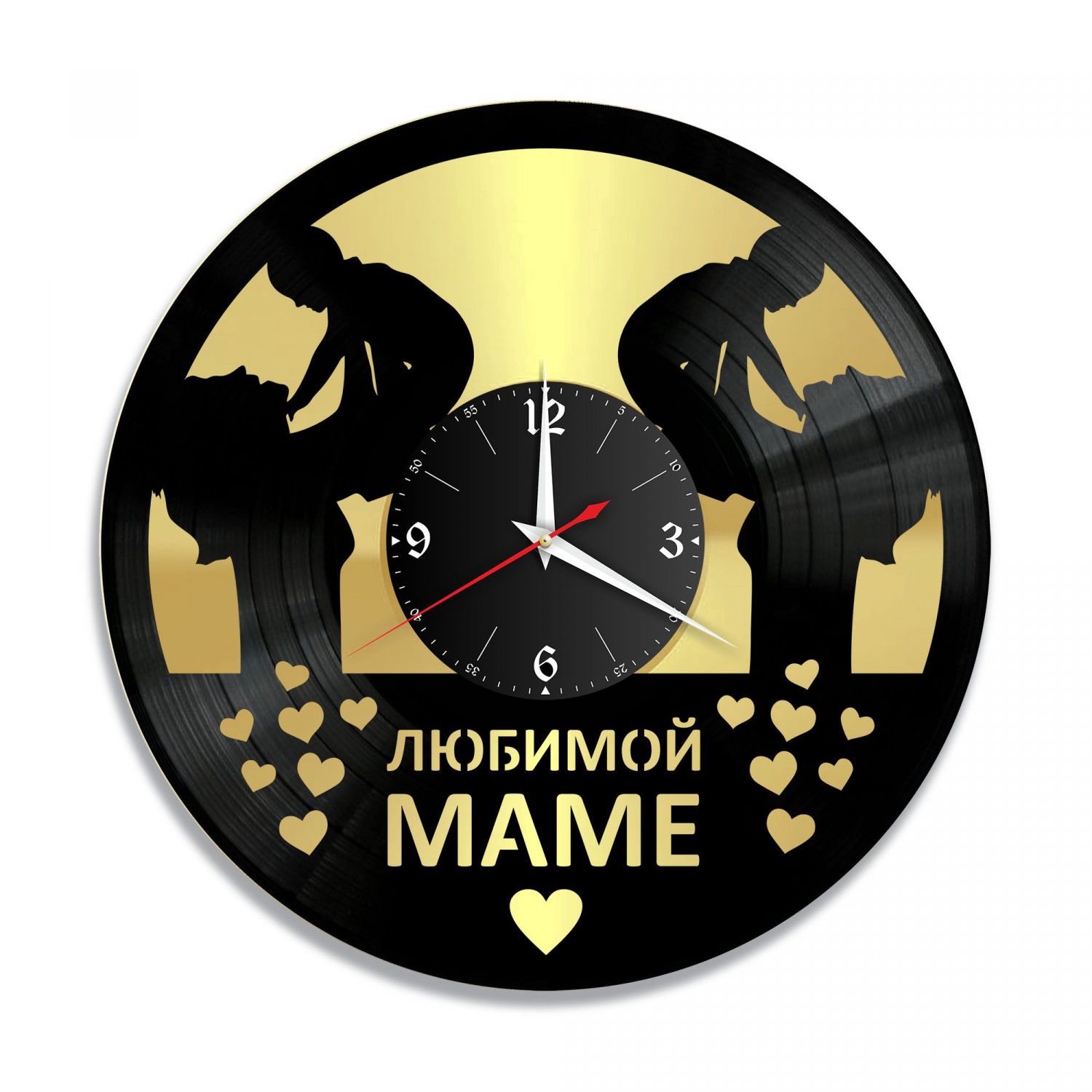 Часы настенные "Любимой Маме, золото" из винила, №1 VC-10669-1