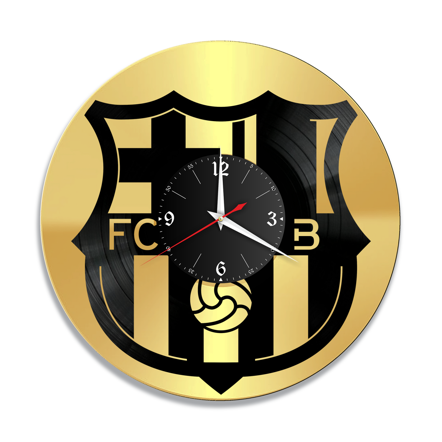Часы настенные "ФК Барселона, золото" из винила, №R2 VC-12159-1