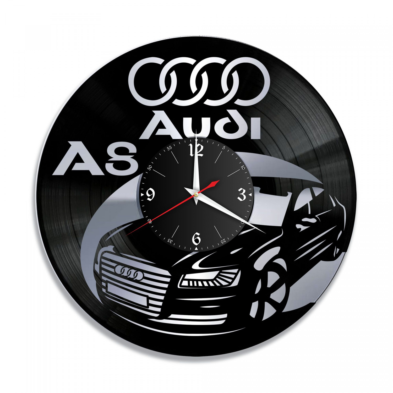 Часы настенные "Audi A8, серебро" из винила, №6 VC-10805-2