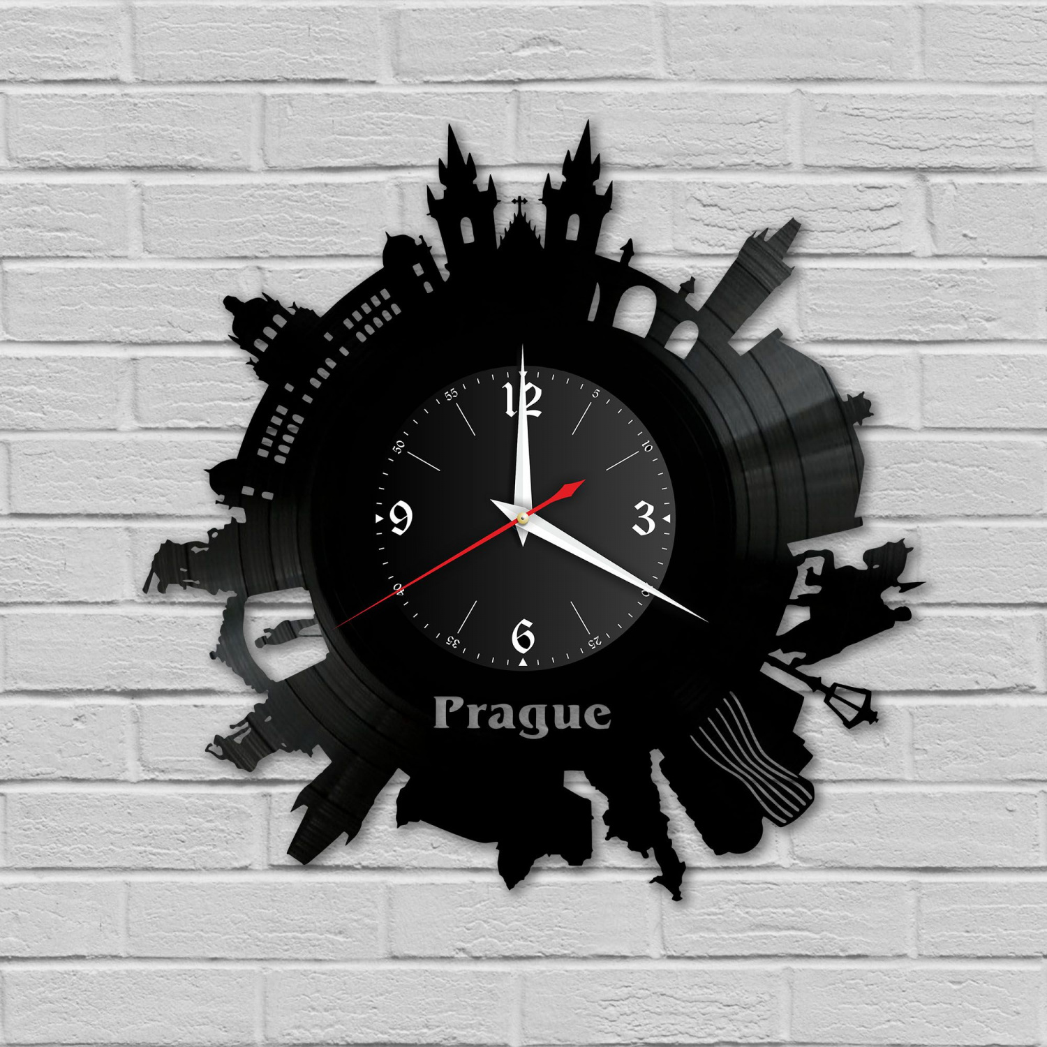 Часы настенные "город Прага" из винила, №1 VC-10487
