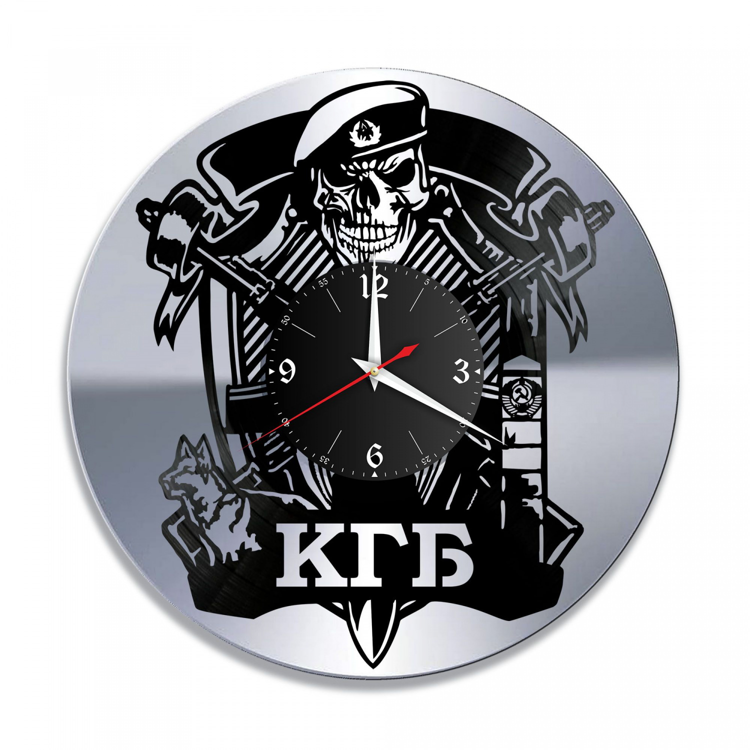 Часы настенные "КГБ, серебро" из винила, №1 VC-10578-2
