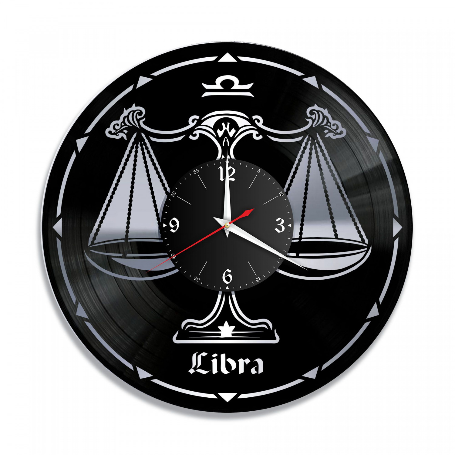 Часы настенные "Знаки Зодиака (Весы), серебро" из винила, №7 VC-10395-2