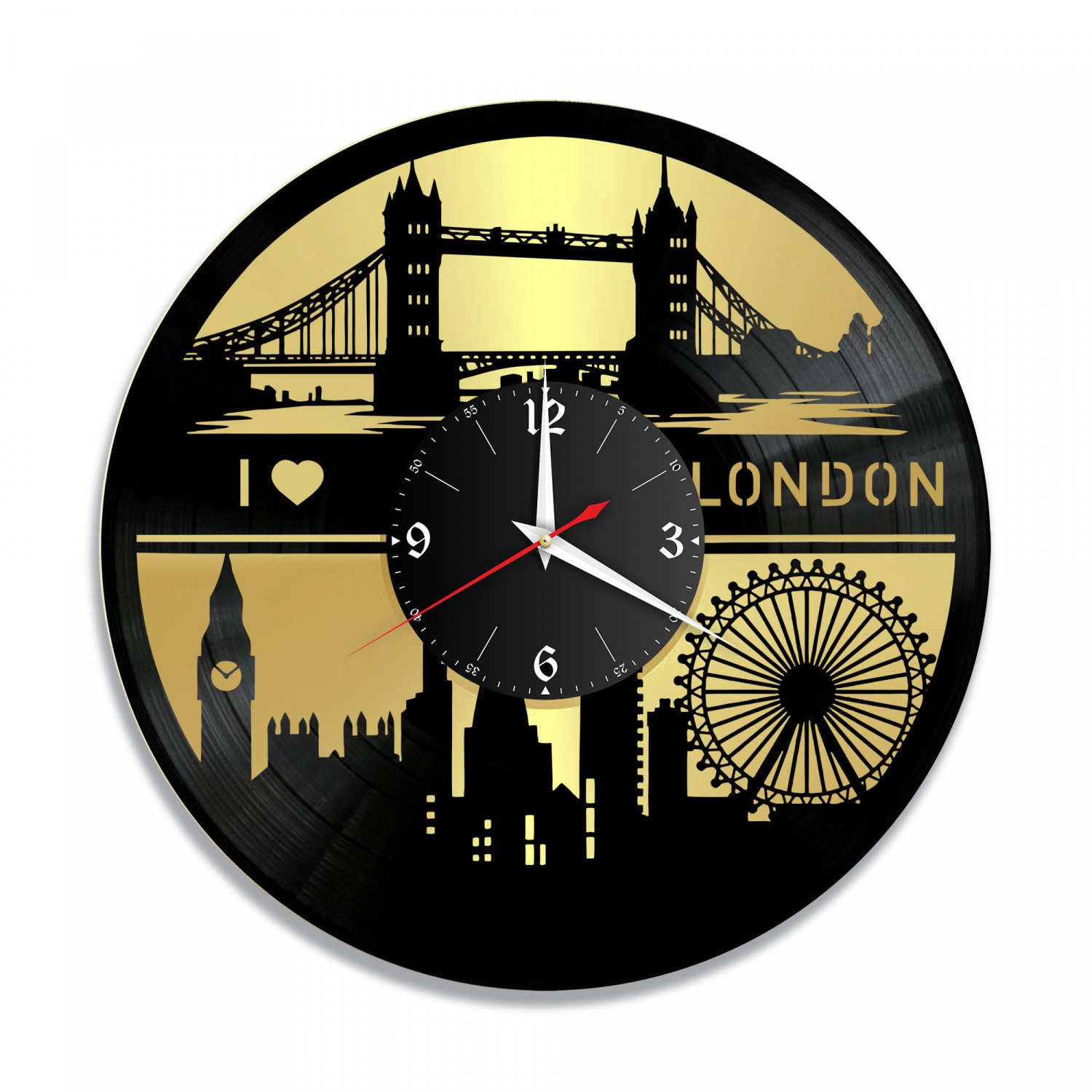 Часы настенные "город Лондон, золото" из винила, №2 VC-10477-1