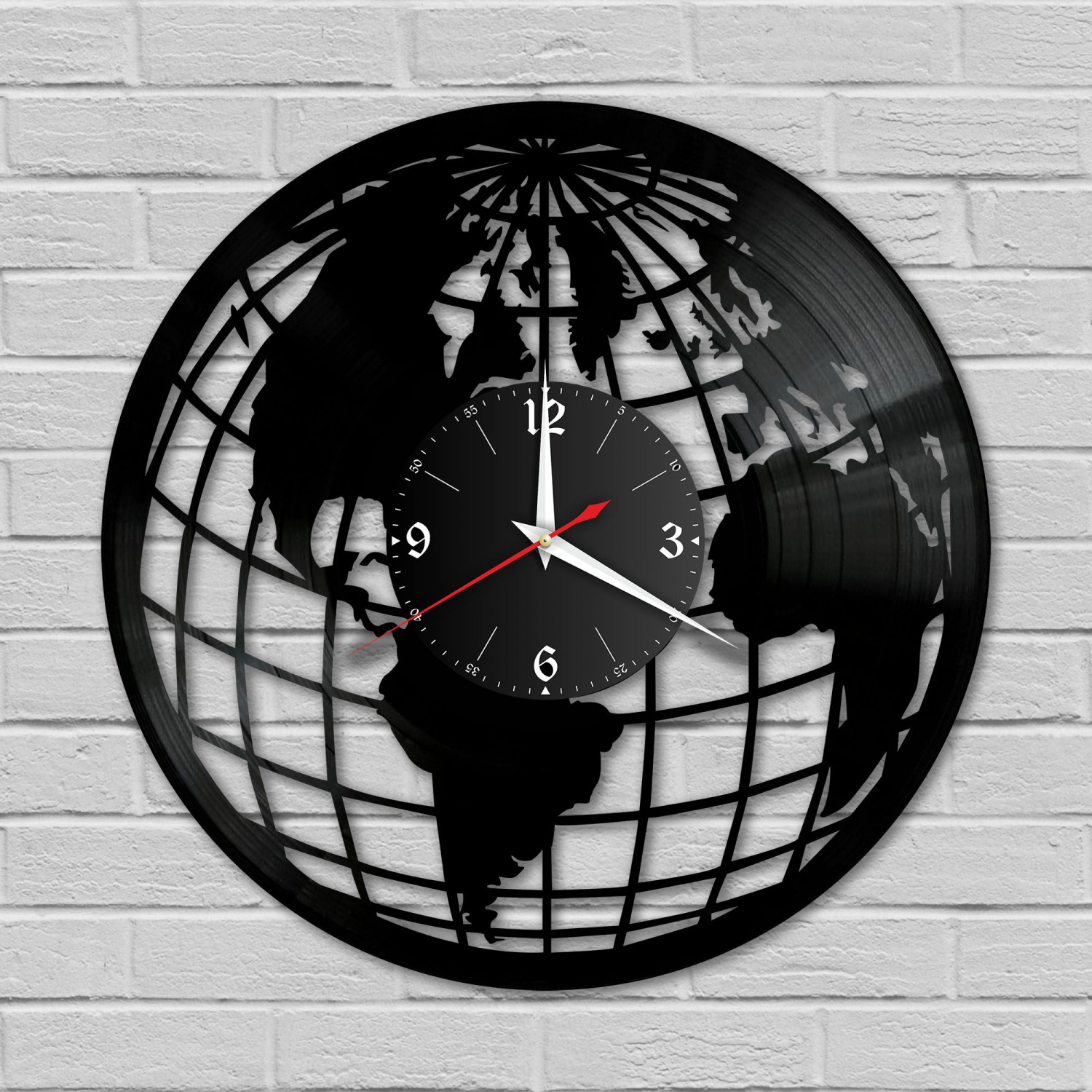 Часы настенные "Земной шар" из винила, №1 VC-10786