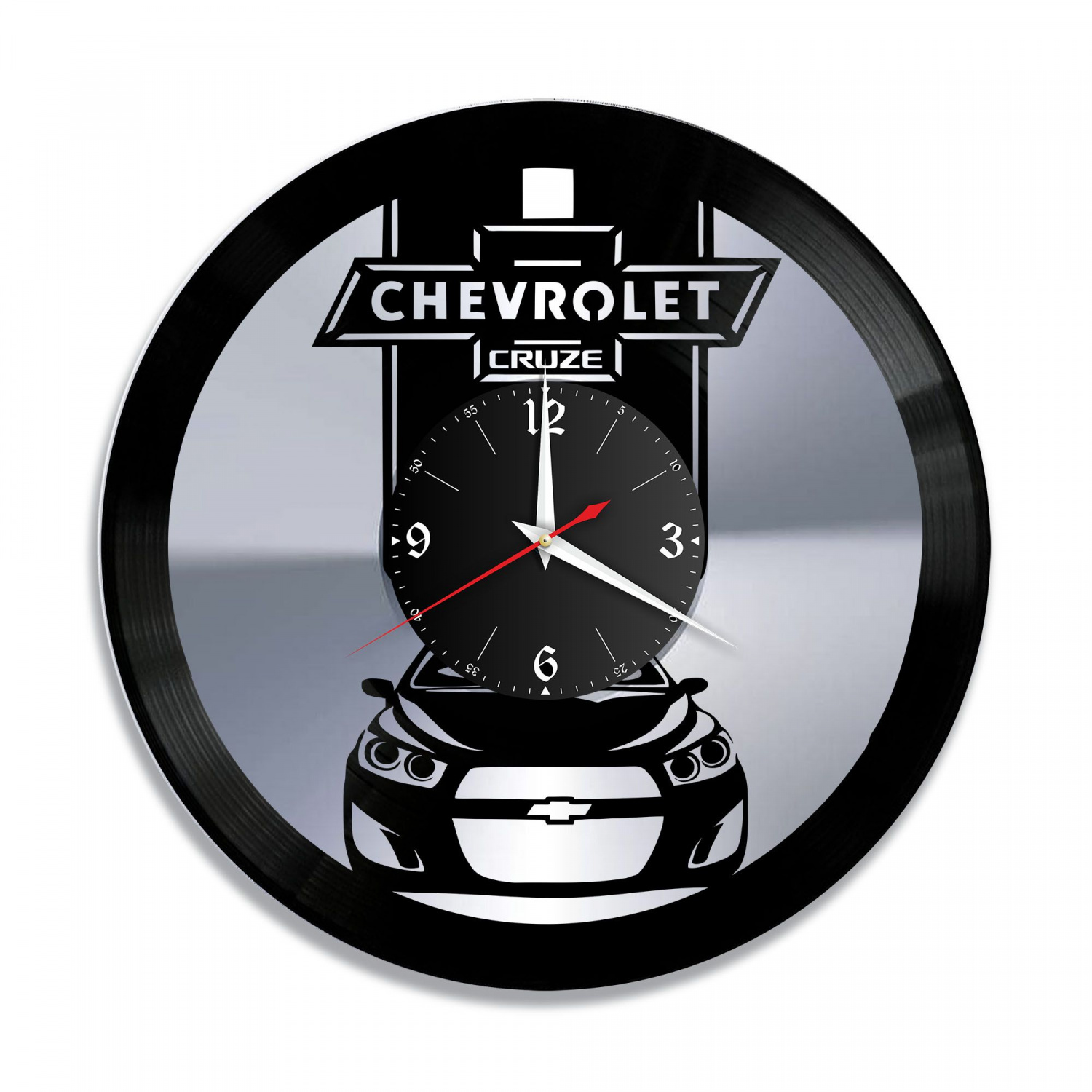 Часы настенные "Chevrolet Cruze, серебро" из винила, №2 VC-10407-2
