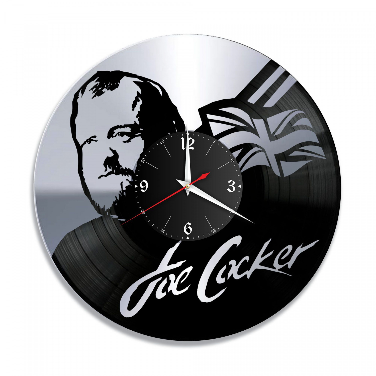 Часы настенные "Джо Кокер (Joe Cocker), серебро" из винила, №1 VC-10930-2