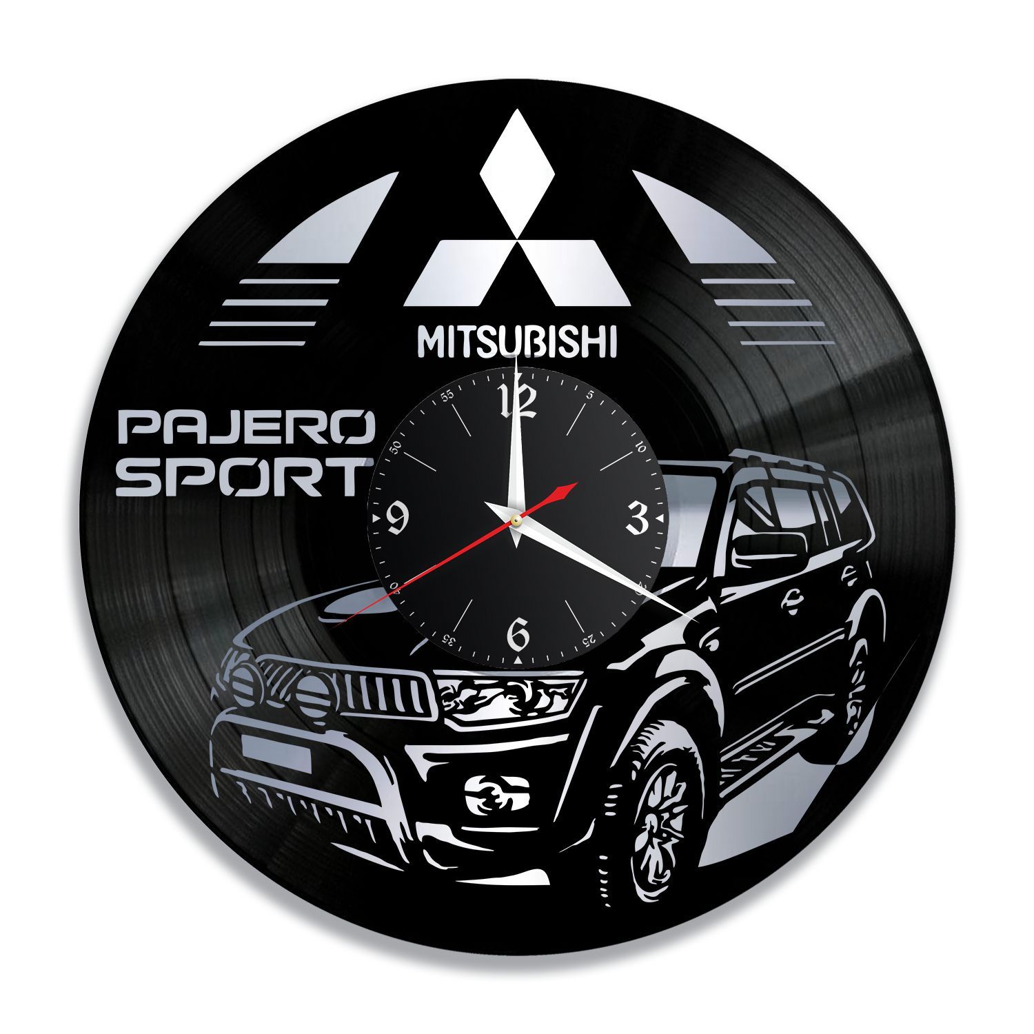 Часы настенные "Mitsubishi Pajero Sport, серебро" из винила, №2 VC-12251-2