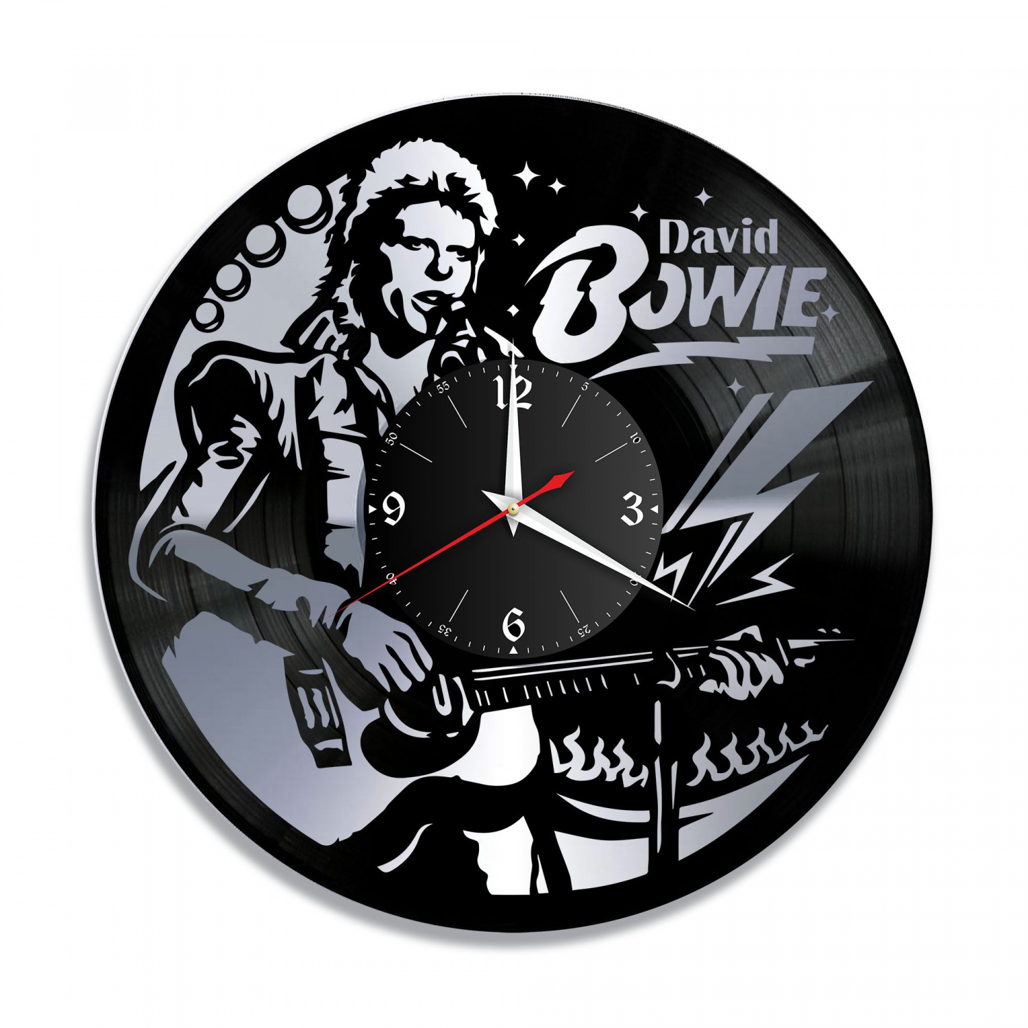 Часы настенные "David Bowie (Дэвид Боуи), серебро" из винила, №1 VC-10088-2