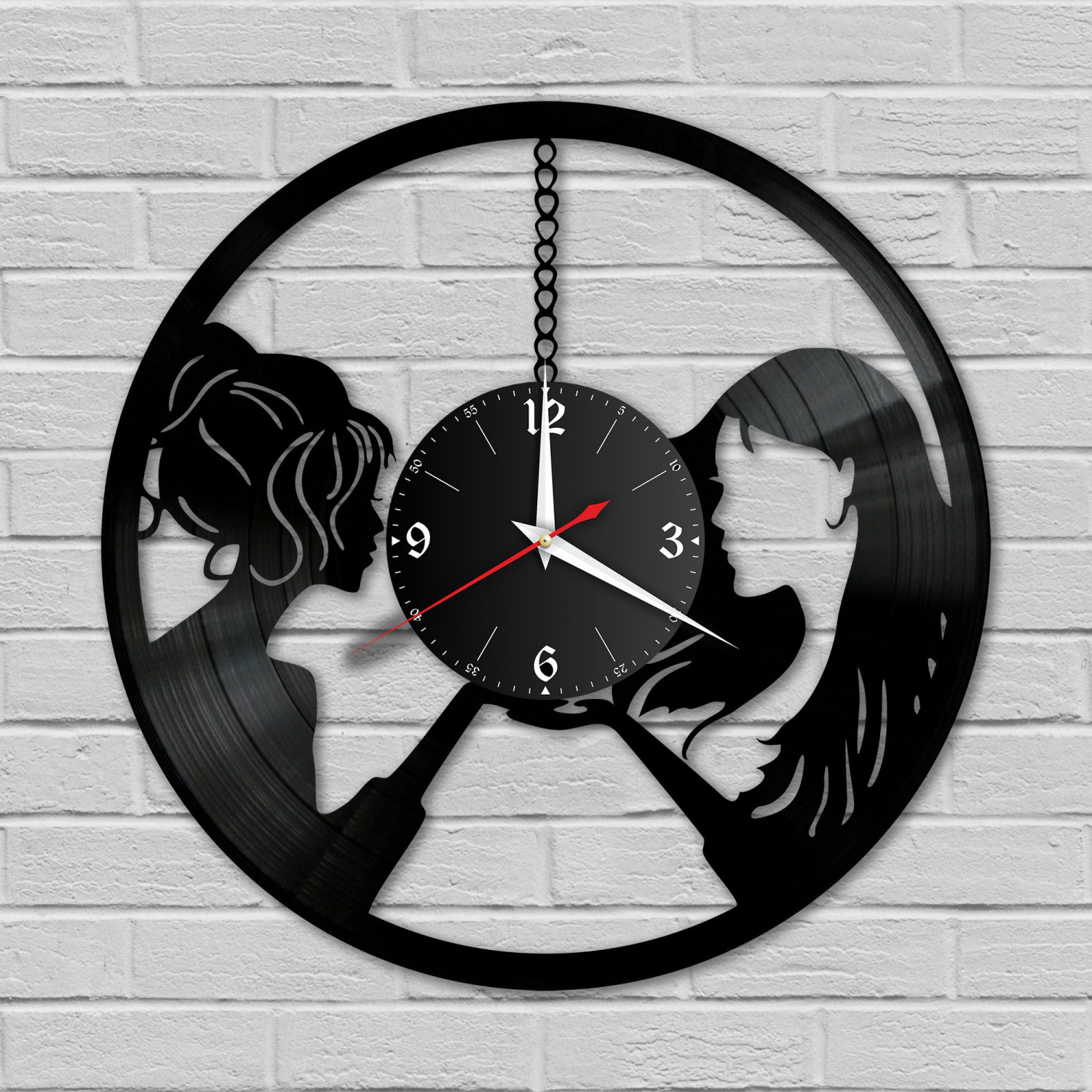 Часы настенные "2 девушки" из винила, №1 VC-10682