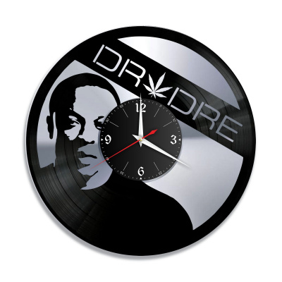 Часы настенные "Dr. Dre (Доктор Дре), серебро" из винила, №1