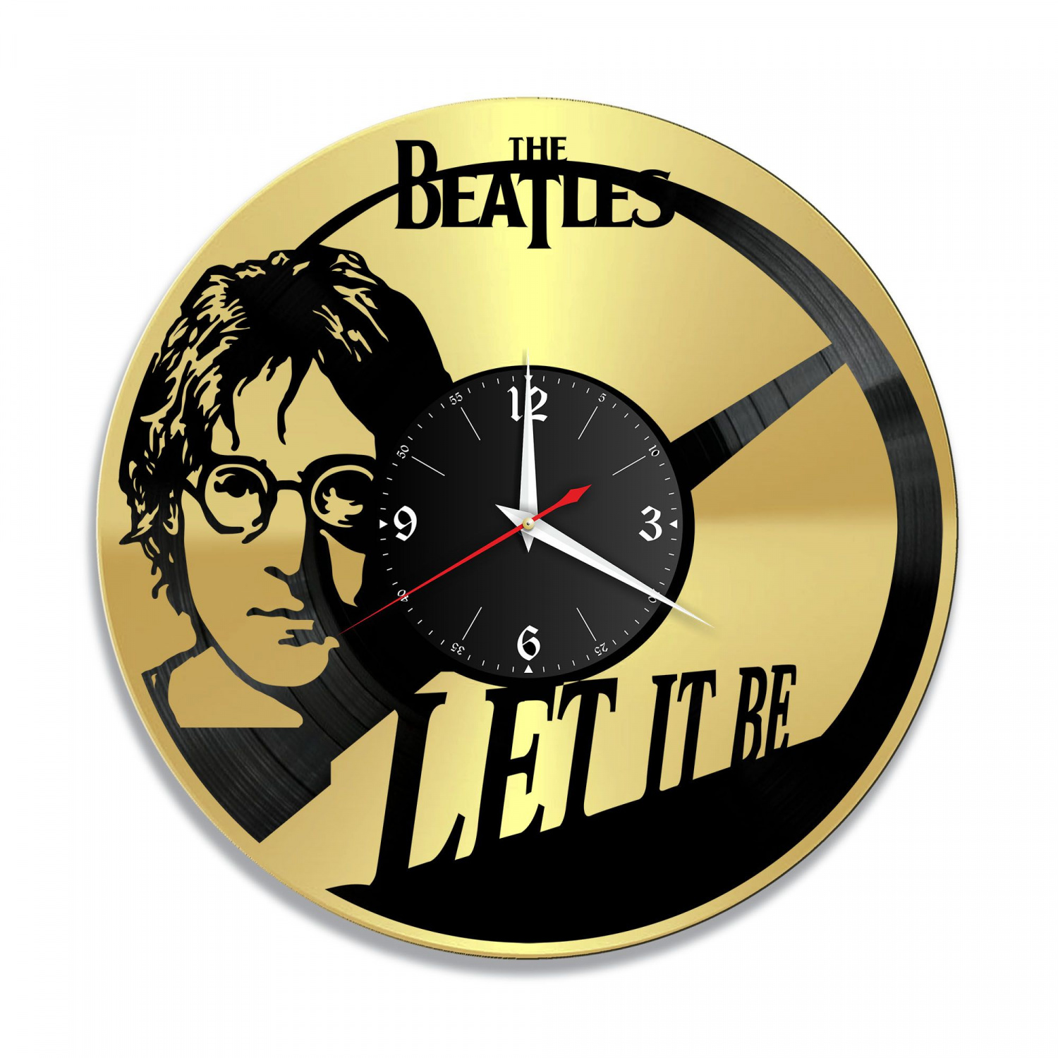 Часы настенные "группа Битлз (The Beatles), золото" из винила, №1 VC-10178-1