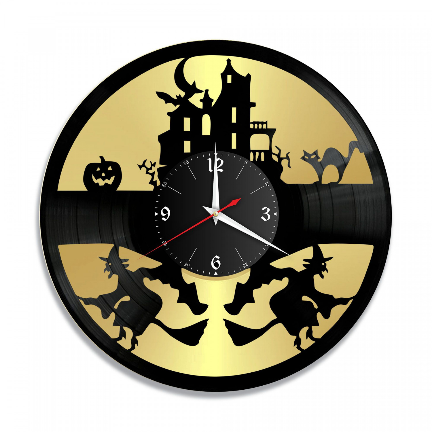 Часы настенные "Хеллоуин, золото" из винила, №2 VC-10680-1