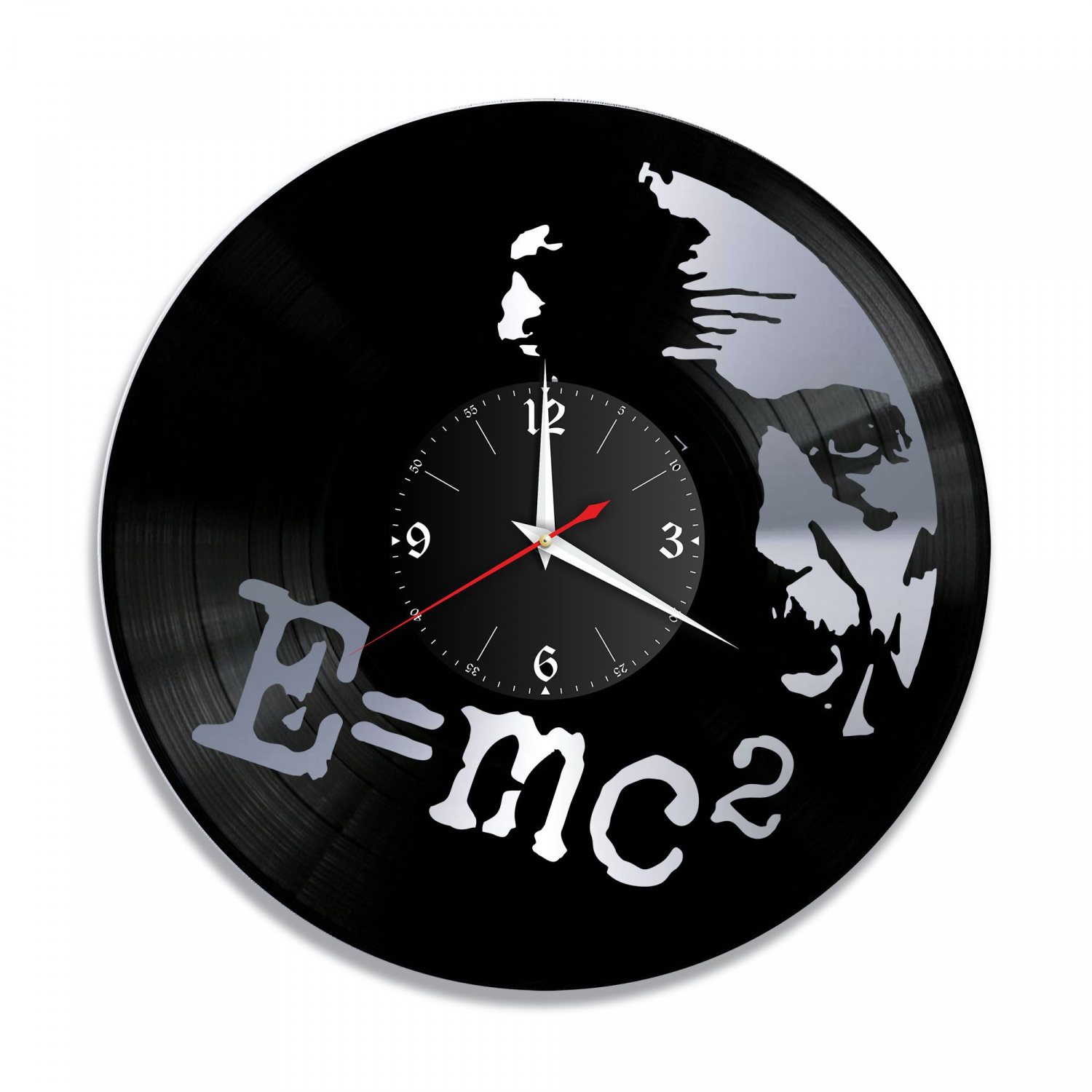 Часы настенные "Альберт Эйнштейн, серебро" из винила, №1 VC-10752-2