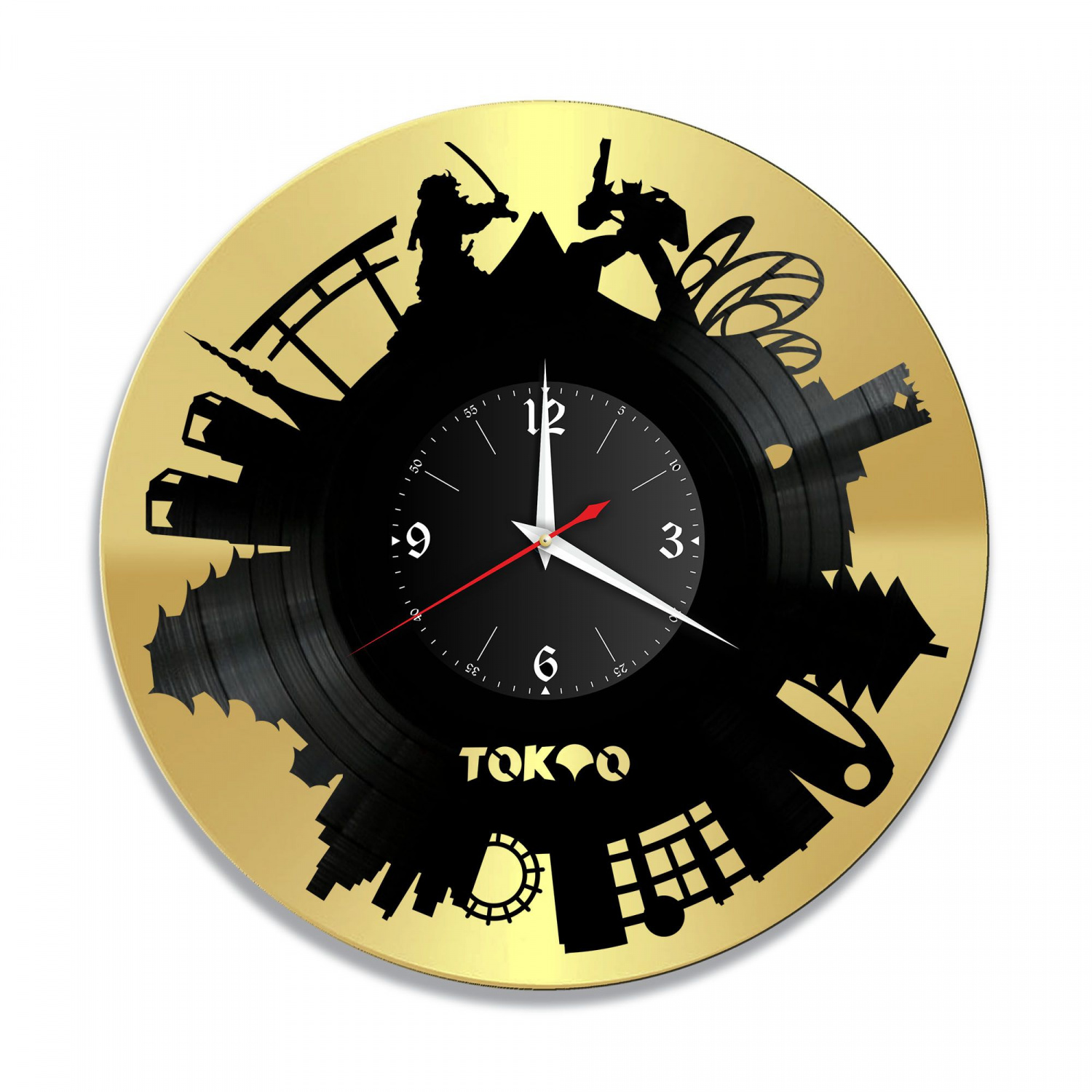 Часы настенные "город Токио, золото" из винила, №1 VC-10490-1