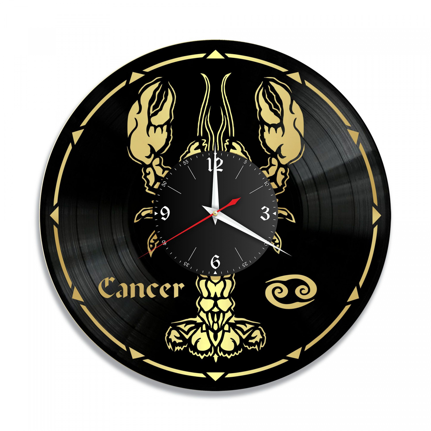 Часы настенные "Знаки Зодиака (Рак), золото" из винила, №4 VC-10392-1
