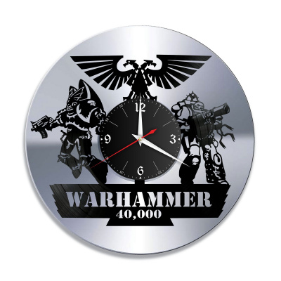 Часы настенные "Warhammer 40000, серебро" из винила, №1