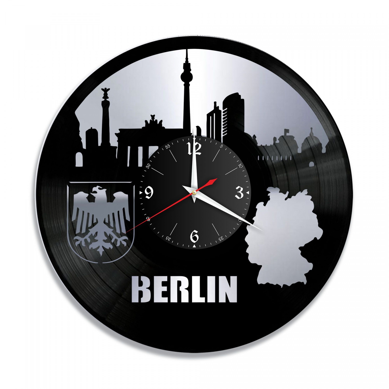 Часы настенные "Берлин, серебро" из винила, №1 VC-10469-2